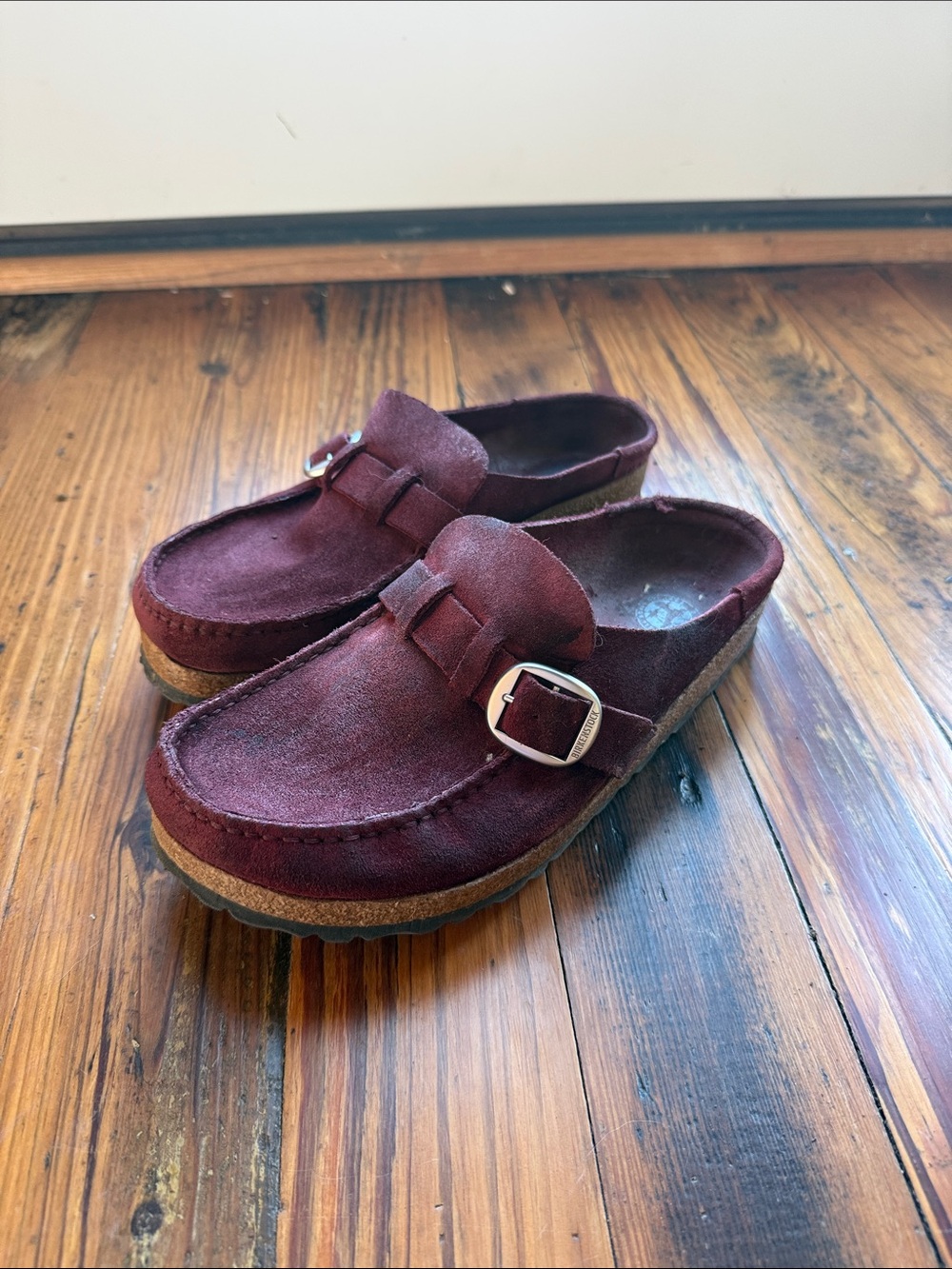 Birkenstock Kids Suede Moccasin Clog - Burgundy